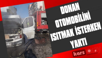 Donan Otomobilini Isıtmak İsterken Yaktı