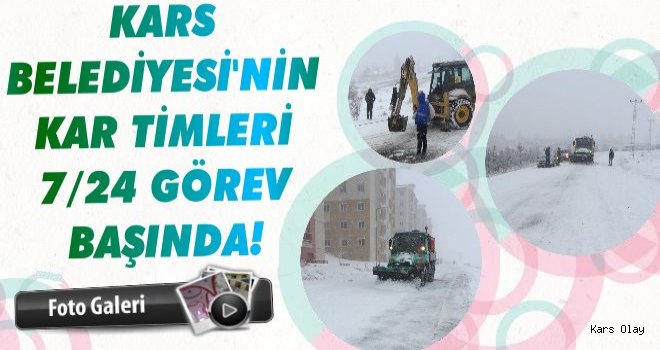 Kars Belediyesi Kar Ekipleri 7/24 Görevde