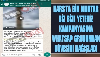 Kars'ta Bir Muhtar Biz Bize Yeteriz Kampanyasına Düvesini Bağışladı 