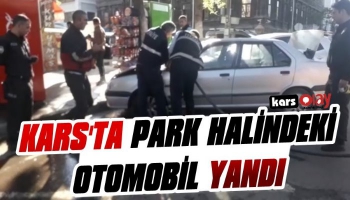 Kars'ta Park Halindeki Otomobil Yandı