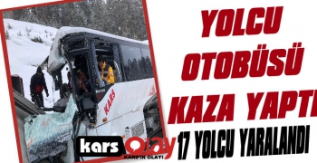 Kars'ta yolcu otobüsü kaza yaptı: 17 Yaralı