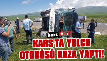 Kars'ta Yolcu Otobüsü Kaza Yaptı: 8 Yaralı