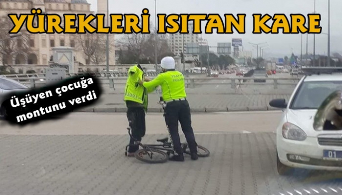 Üşüyen Çocuğa montunu verdi